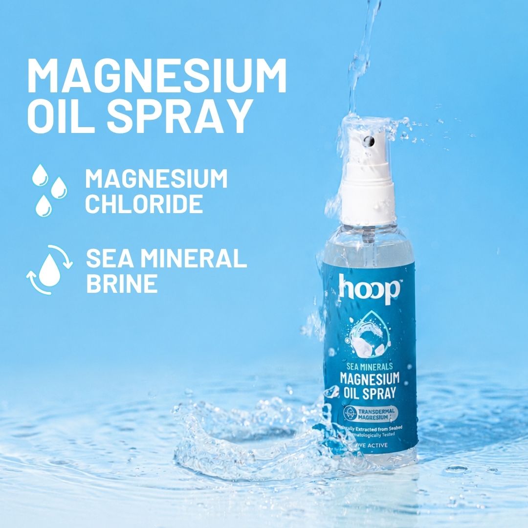 hoop magnesium oil spray for relax muscles sleep better deep sleep spray on feet