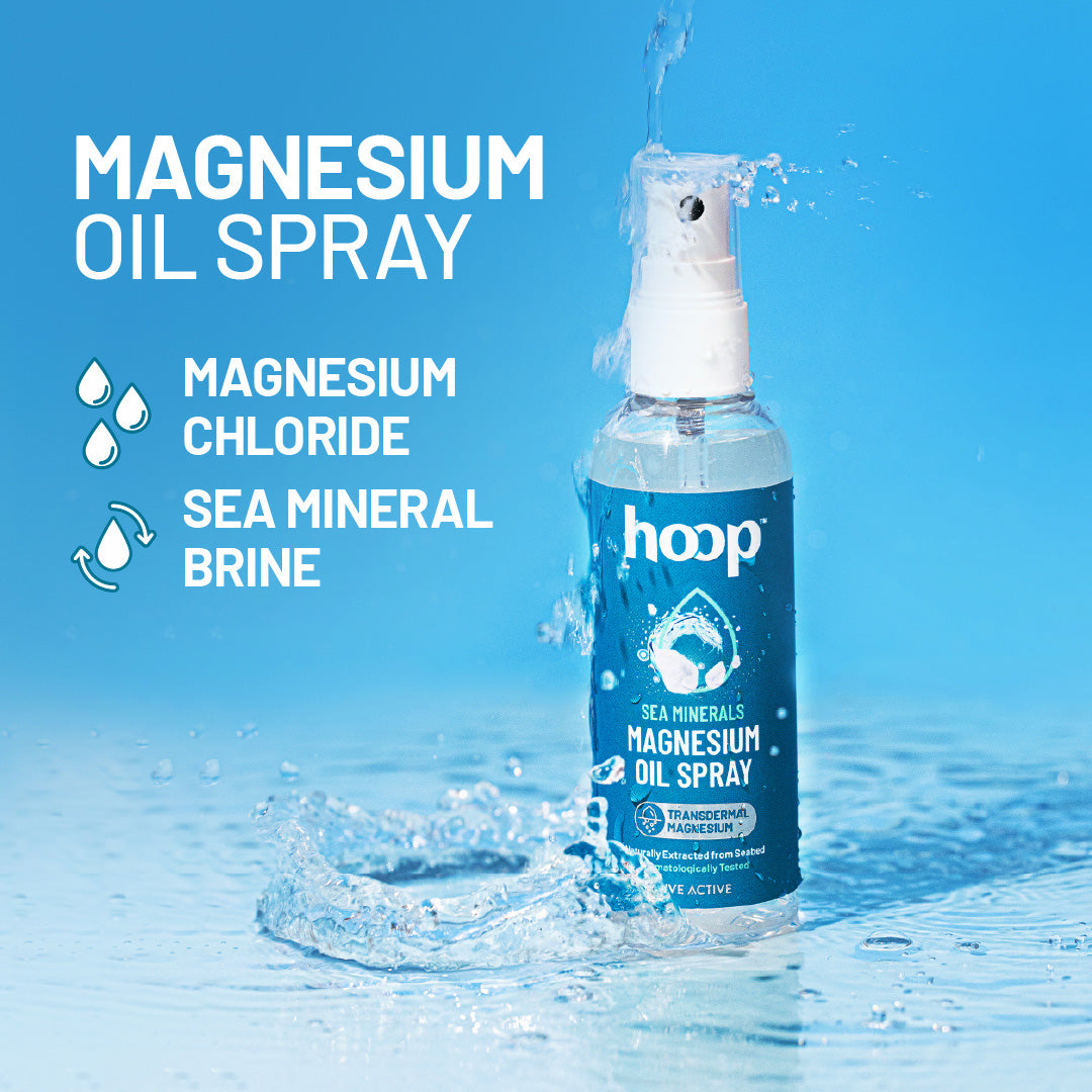 hoop magnesium oil spray for relax muscles sleep better deep sleep spray on feet