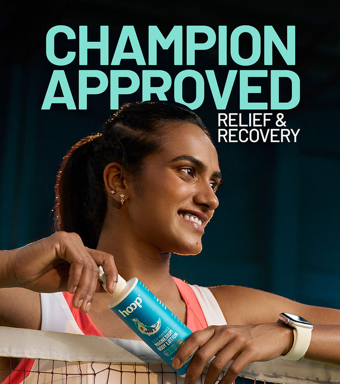  PV Sindhu hoop magnesium lotion muscle recovery lavender aromatherapy  