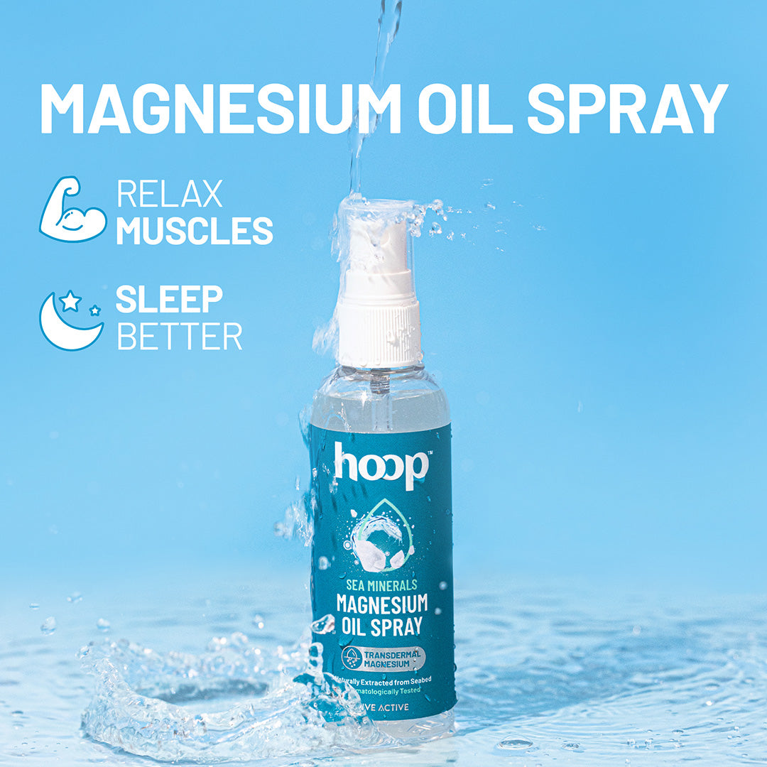 hoop magnesium oil spray for relax muscles sleep better deep sleep spray on feet