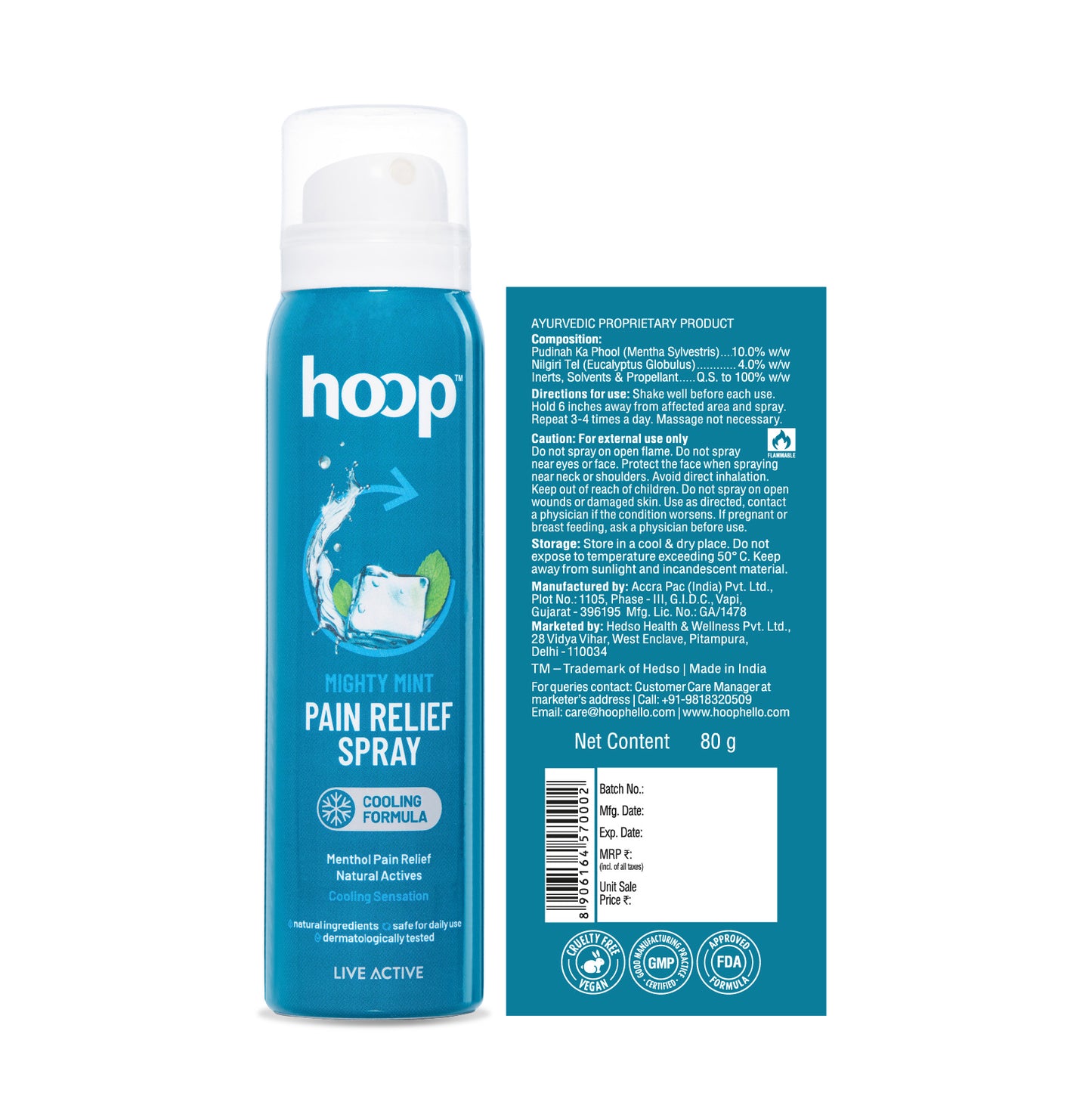 hoop cooling pain relief spray cryotherapy spray menthol spray no burn cooling pain spray